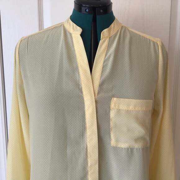 Cynthia Rowley Yellow & White Polka Dot Blouse, M - Picture 7 of 15